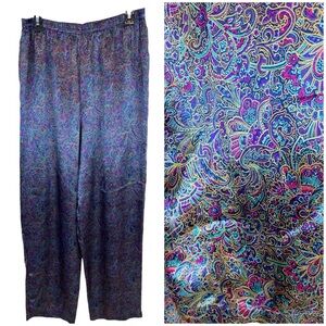 Victoria’s Secret Gold Label Vintage Paisley Floral Satin Elastic Pants